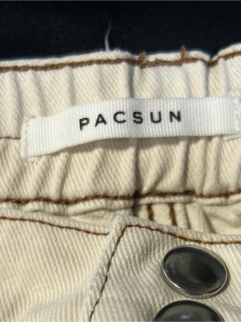 PACSUN Cream Cargo Pants with Utility Pockets Elastic Waist Cargo